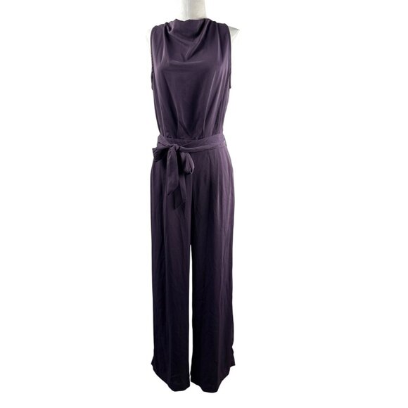 Nicole Miller Women's Cowl Neck Jumpsuit w/pockets sleeveless Purple Size 8 - Picture 1 of 9